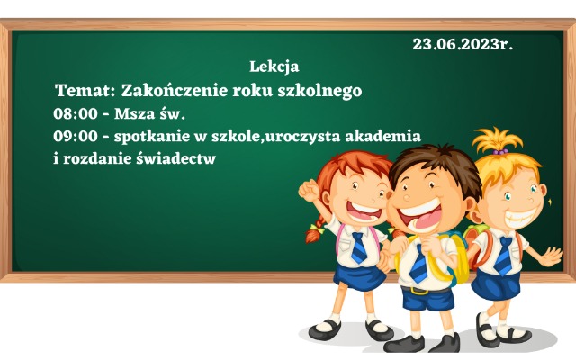 Grafika: Elżbieta Krząstek-Janeczko
Dzieci, tablica( Temat: Zakończenie roku szkolnego)