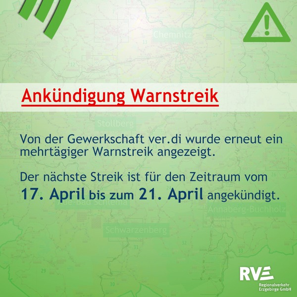 RVE & CVAG: Ankündigung Warnstreik vom 17. April – 21. April 2024 - Bild 1