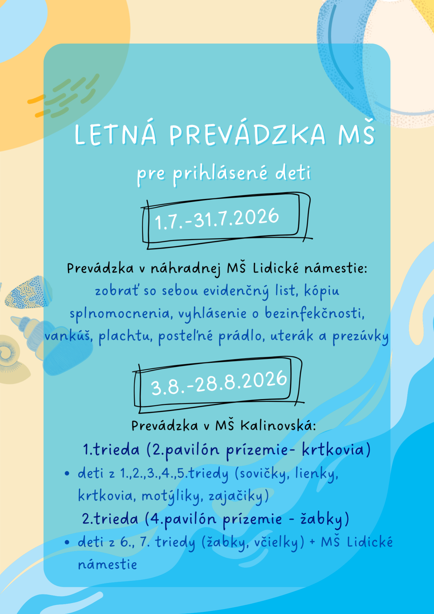 Letná prevádzka MŠ - Obrázok 1