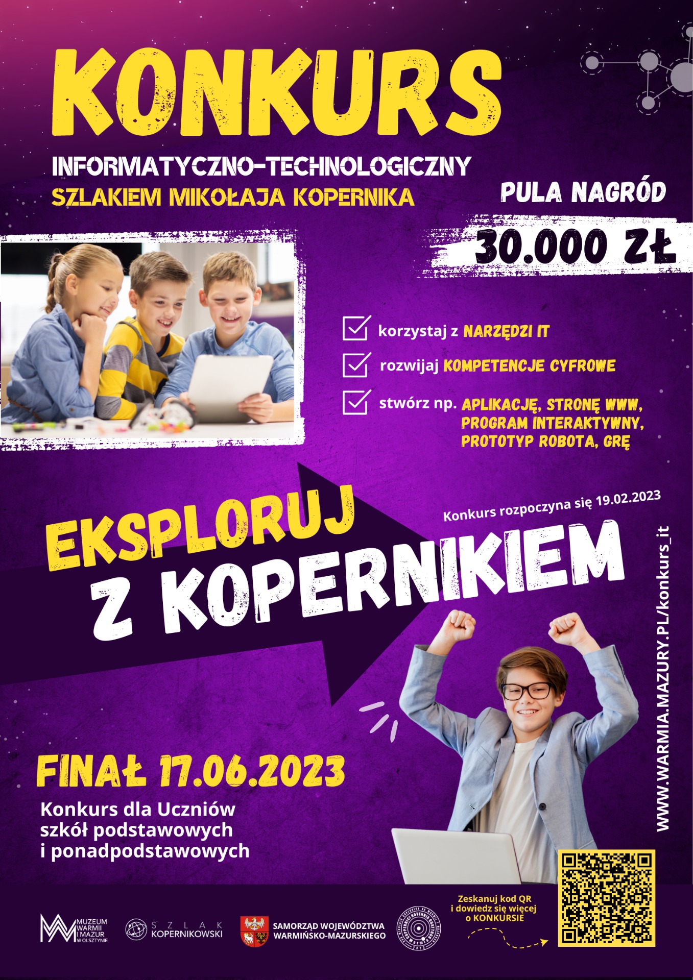 Infografika - konkursu informatyczno-technologicznego "Szlakiem Mikołaja Kopernika"