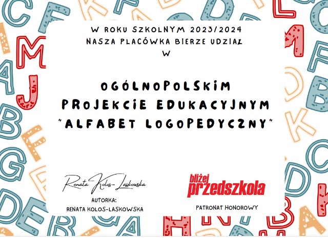 Ogólnopolski Projekt Edukacyjny  "Alfabet Logopedyczny".  - Obrazek 1