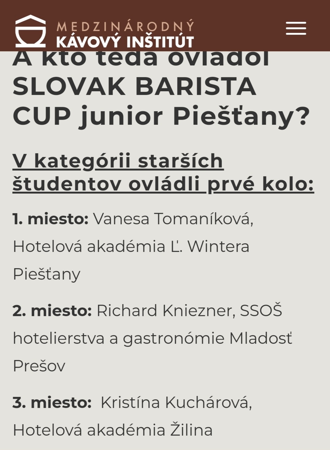 SLOVAK BARISTA CUP junior Piešťany  - Obrázok 1