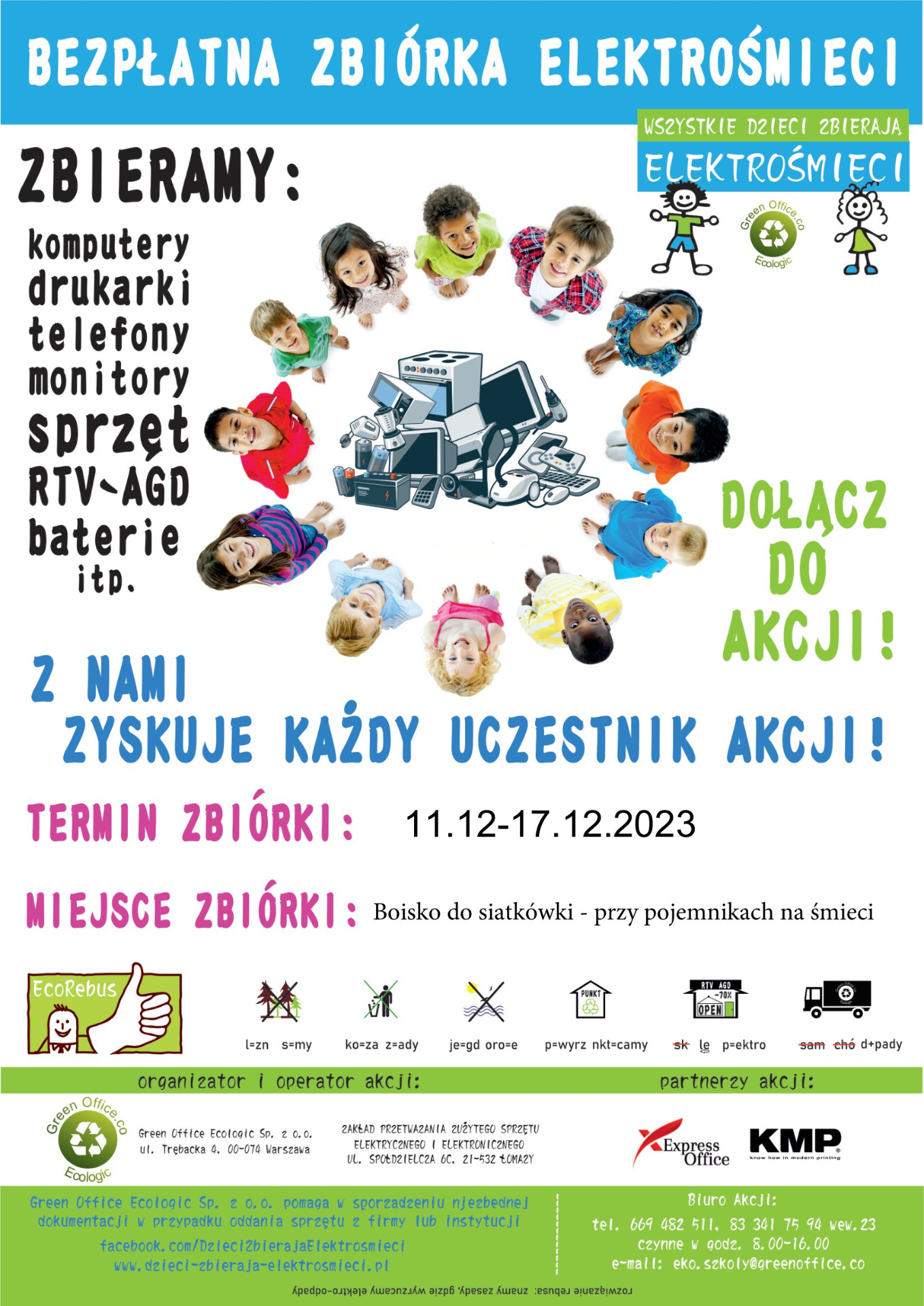 Plakat z akcji "Wszystkie dzieci zbierają elektrośmieci"